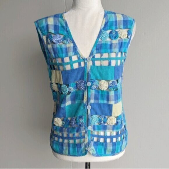 Vintage Koret pastel lattice button down vest - Picture 1 of 5